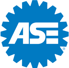 a blue ASE logo