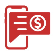 a red icon of a smartphone payment