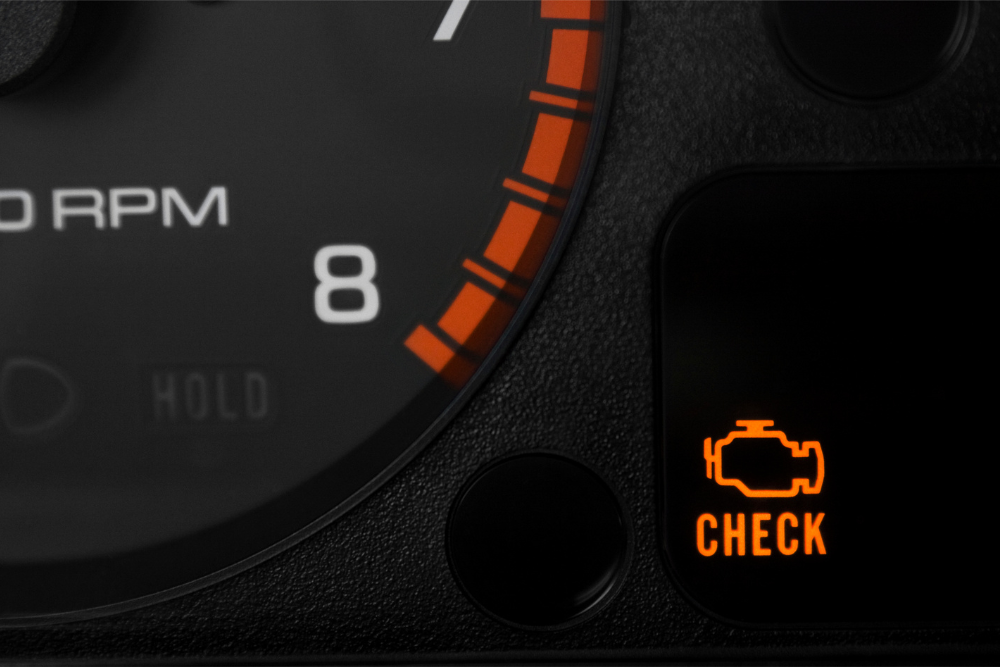check engine light. Auto Repair & Service, Auto Body Repair & Auto Collision Repair in McAllen, Edinburg & Harlingen, TX. Car dashboard with illuminated check engine light indicator.